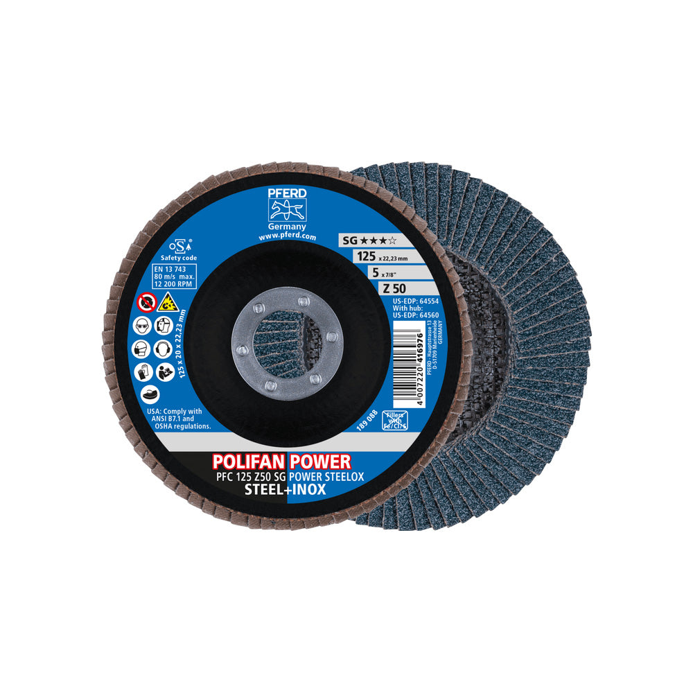 POLIFAN POWER flap disc PFC 125x22.23mm conical Z50 SG STEELOX for steel/S_40108569_67785126
