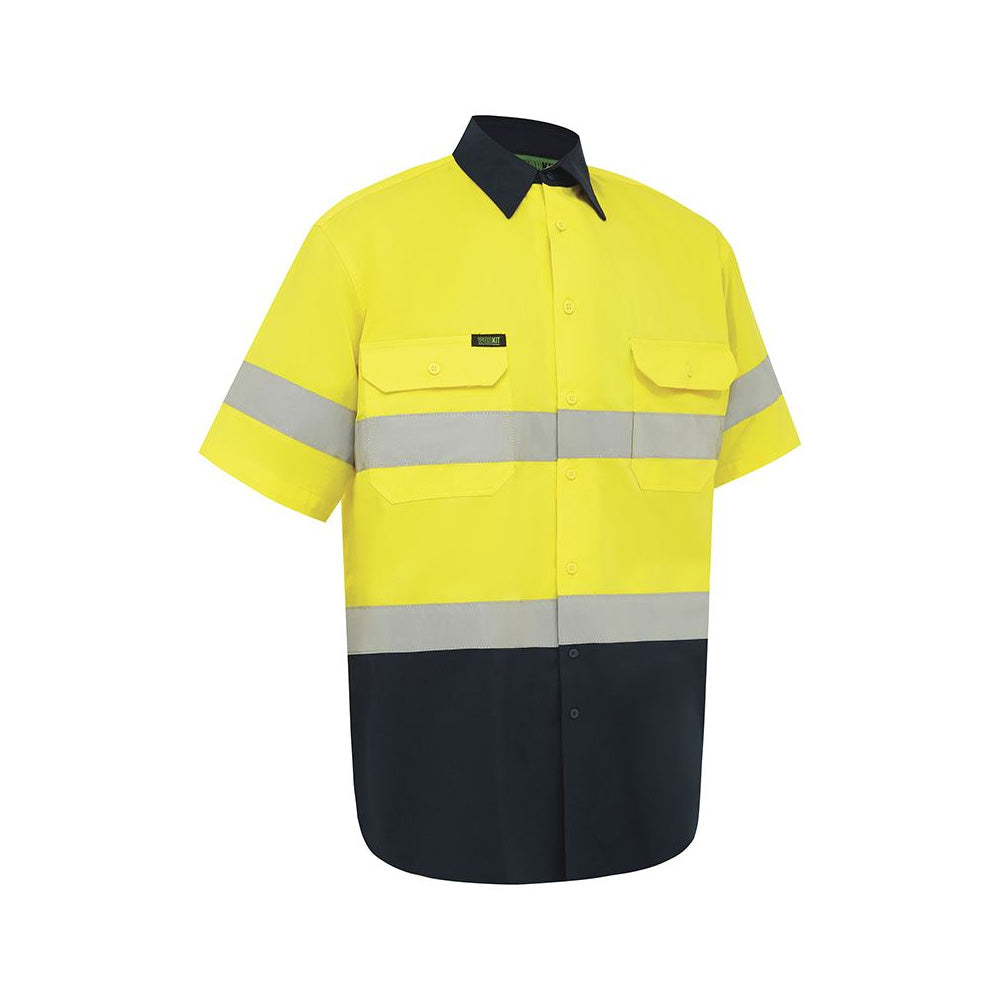 Shirt S/S Tape Cotton 155gsm Yellow/Navy 5XL Workit_40113672_2033YN5XL