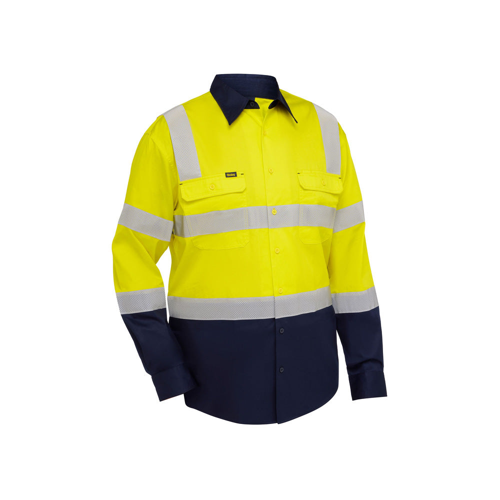 Shirt L/S Cotton 155gsm Biomotion Yellow/Navy 6XL Bisley_40106977_BS6396T_TT016XL