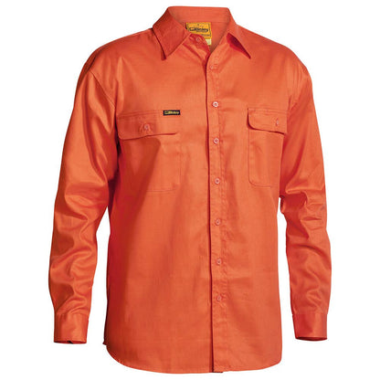 Shirt L/S Cotton Drill 190gsm Hi Vis Orange 2XL Bisley_90010532_BS6339_BVEO2XL