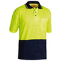 Shirt Polo S/S Poly/Cotton 195gsm Hi Vis Yellow/Navy 2XL Bisley_90010659_BK1234_TT042XL