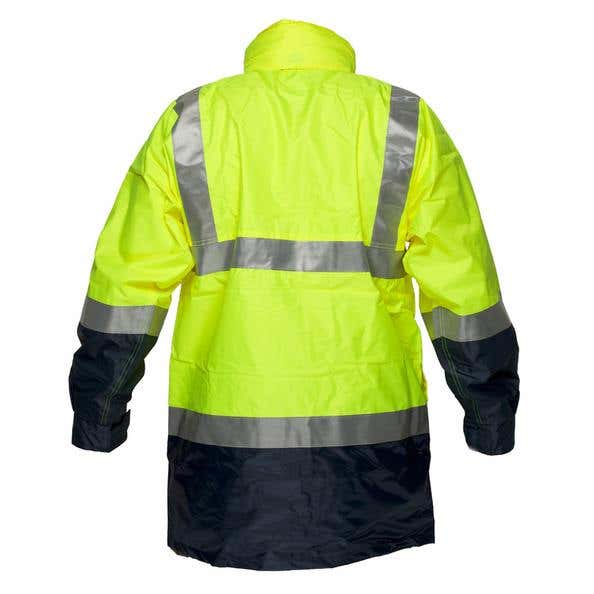 Jacket Wet Weather 3M Tape Hood Hi Vis Yellow/Navy Small_90010984_MJ306-Y/N-S