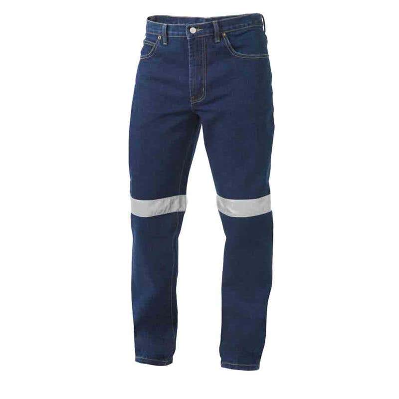 Jeans Denim Work 490gsm 3M Tape Stonewash 102R King Gee 90011605 K53030-BLU-102R