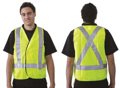 Vest Safety Hi Vis Fluoro Yellow X-Back Reflective Day/Night Small_219236_VDNYX-S