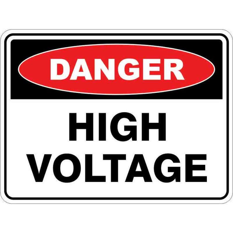 Sign DANGER HIGH VOLTAGE 300 x 225mm Fluted 60035187 DHIGV3022F