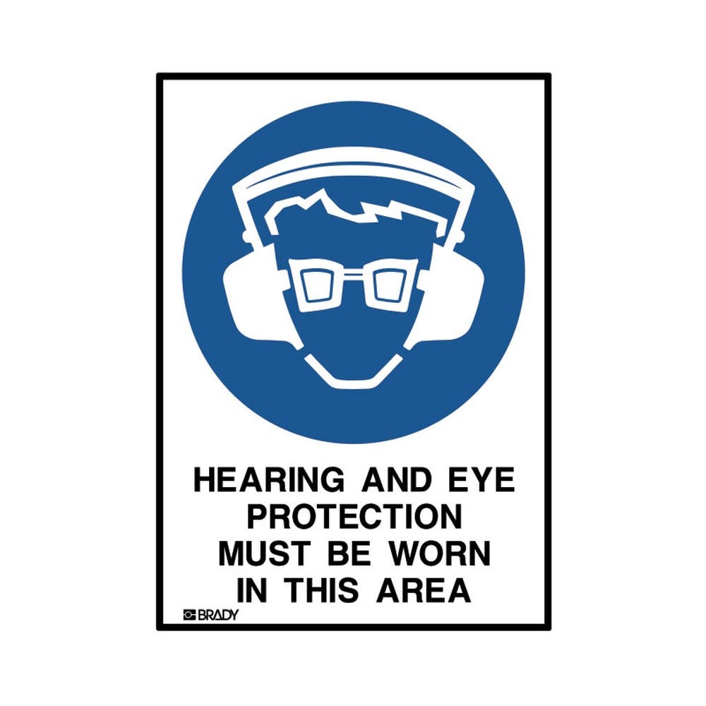 Sticker HEARING AND EYE PROTECTION MUST BE WORN 120 x 90mm 90030515 841245