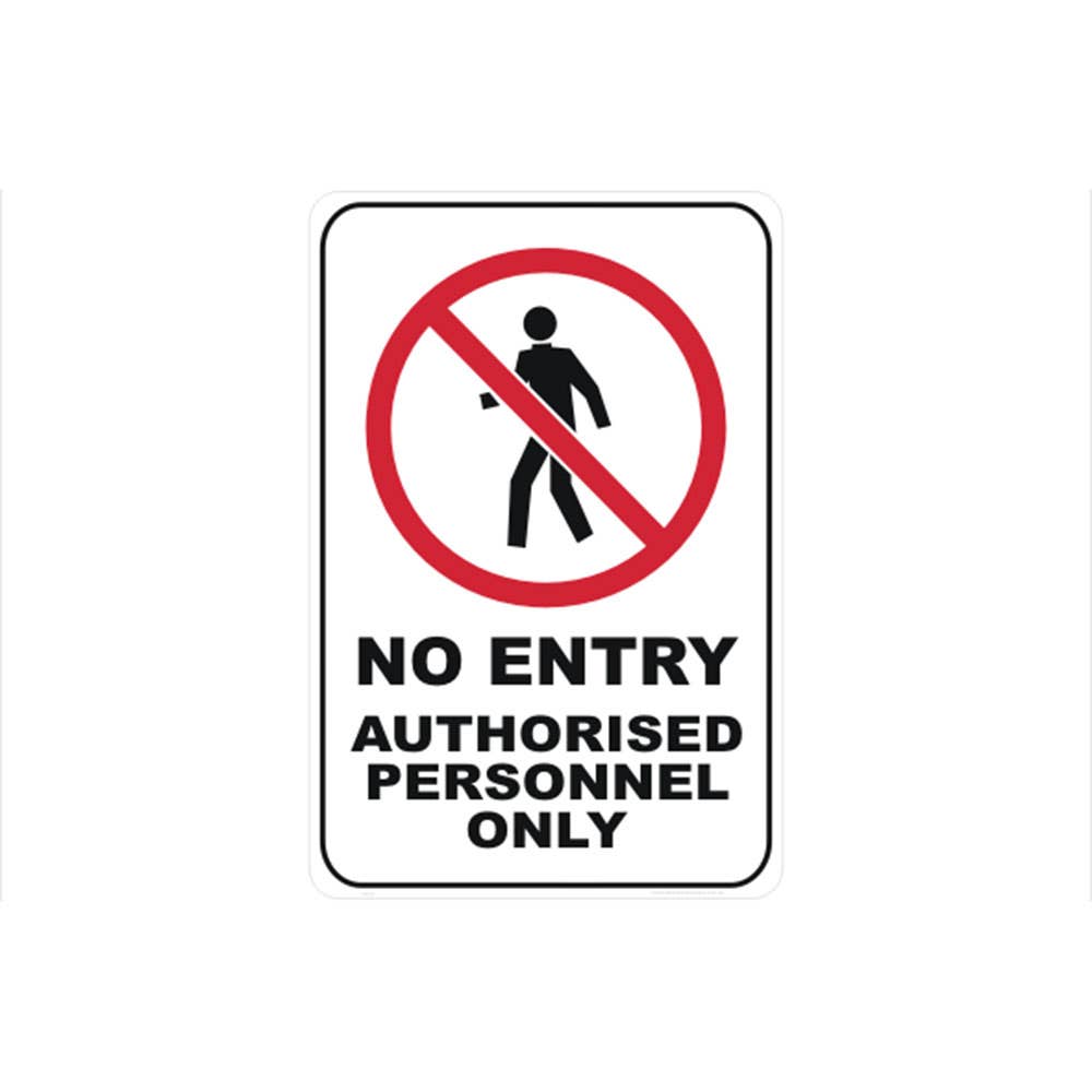 Sign NO ENTRY AUTHORISED PERSONNEL ONLY 450 x 180mm Poly 90030770 835240