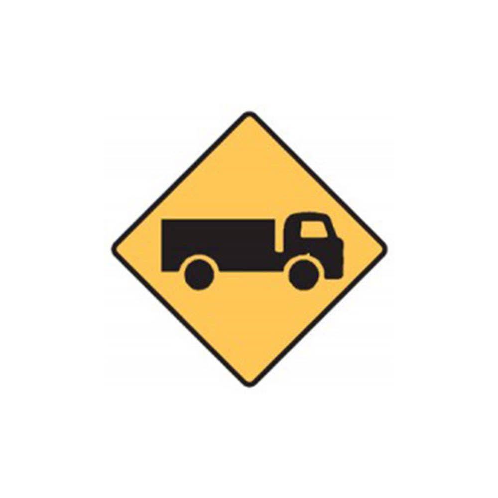 Safety Sign TRUCKS ENTERING RIGHT Pictogram Diamond 750 x 750mm SSRS272R 90030791 SSRS272R