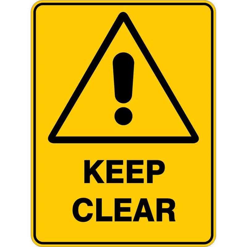 Sign WARNING KEEP CLEAR 300 x 225mm Flute 60035921 WKECL3022F