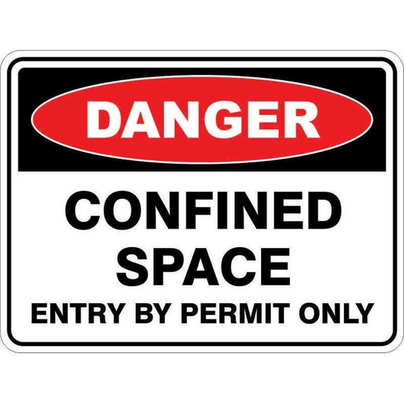 Sign DANGER CONFINED SPACE ENTRY BY PERMIT ONLY 300 x 225mm Fluted 60028489 DCSEB3022F