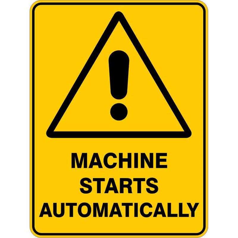 Sign WARNING MACHINE STARTS AUTOMATICALLY 300 x 225mm Flute 60036025 WMSAU3022F
