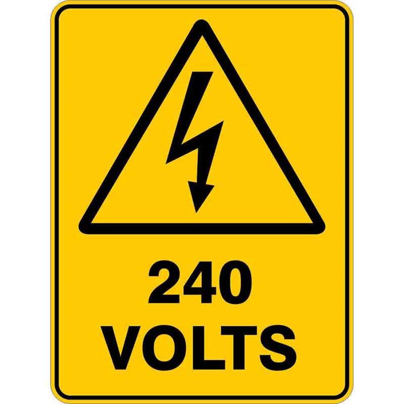 Sign WARNING 240 VOLTS 300 x 225mm Flute 60035518 W240V3022F