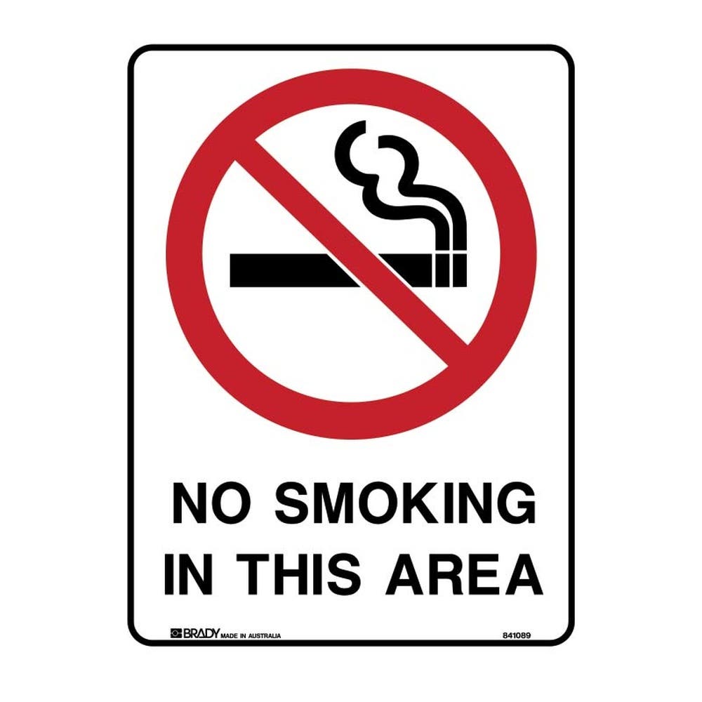 Sign NO SMOKING IN THIS AREA 300 x 225mm Metal 90031502 90031502 841090