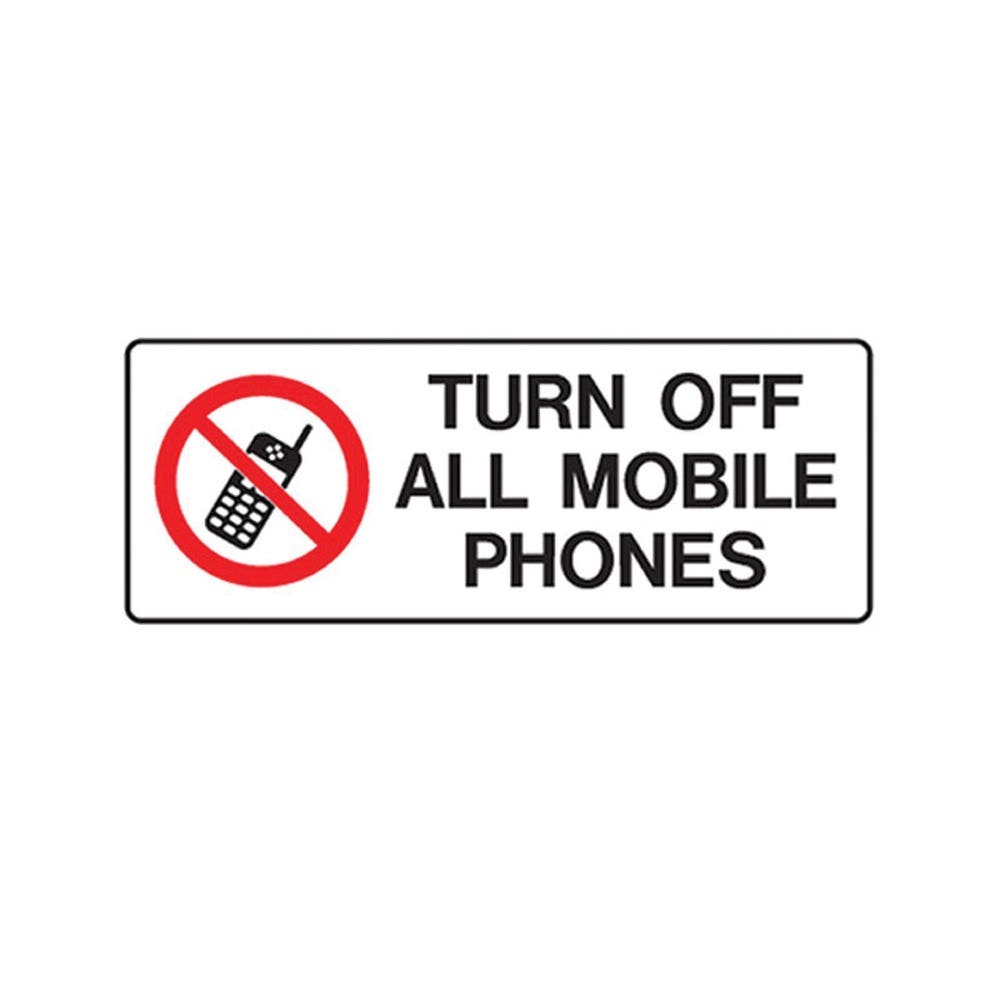 Sign TURN OFF ALL MOBILE PHONES Poly 450 x 180mm 90031510 855655
