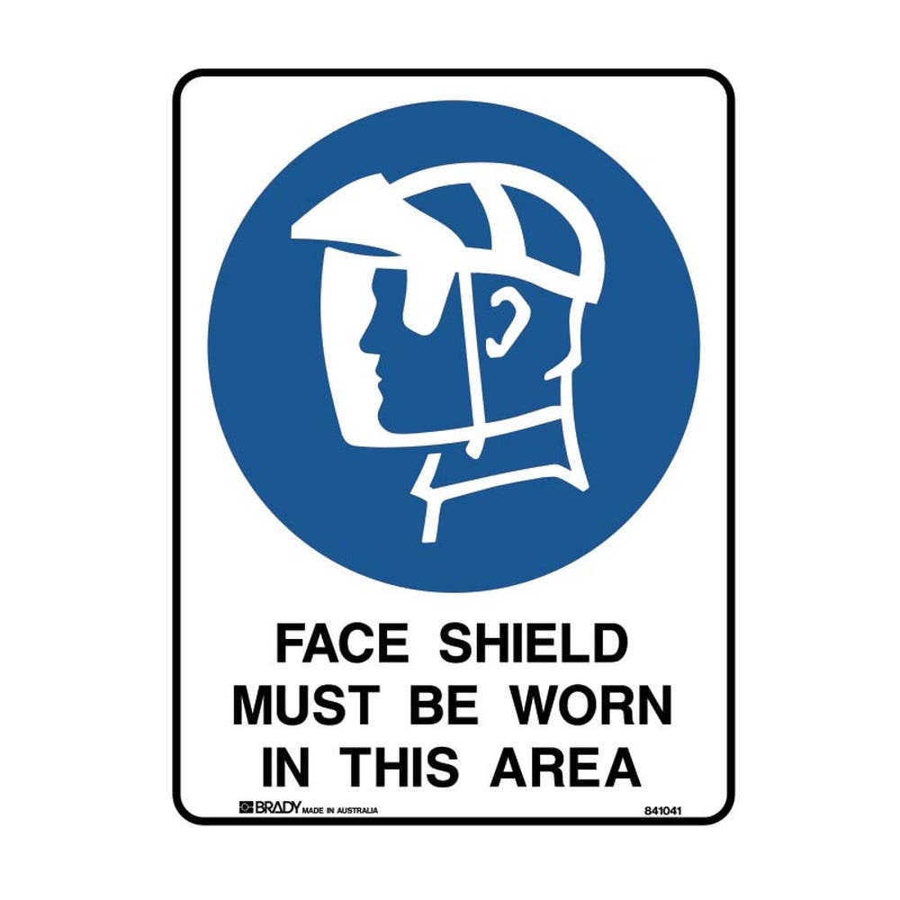 Sign FACE SHIELD MUST BE WORN IN THIS AREA 225 x 300mm Metal 90031668 841041