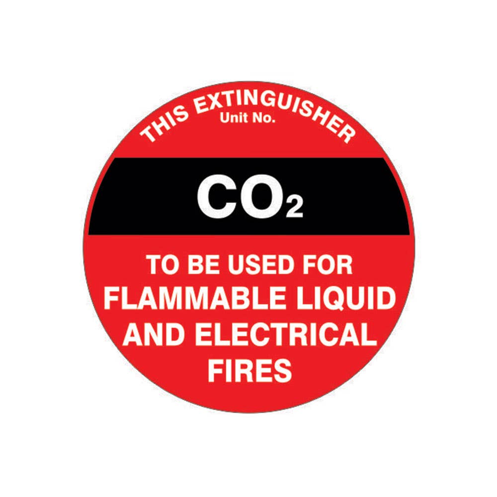 Round Fire Extinguiser Marker CO2 Sign 200mm Poly 90031765 832899
