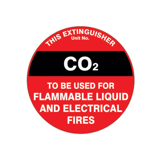 Round Fire Extinguiser Marker CO2 Sign 200mm Poly 90031765 832899