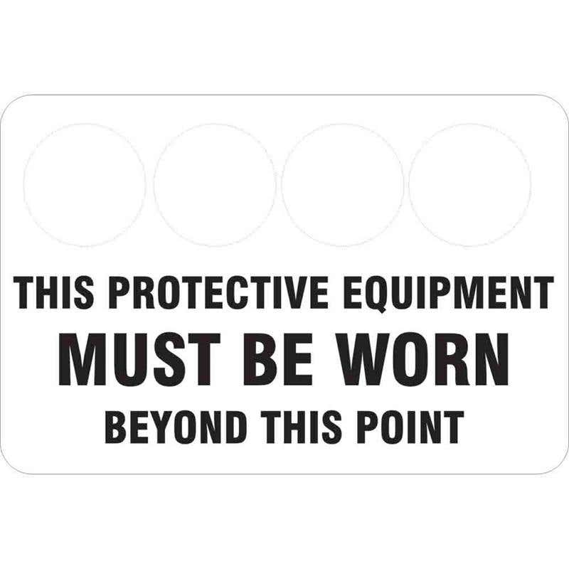 Sign PROTECTIVE EQUIPMENT WORN BEYOND THIS POINT Metal 60036741 MMBETP9060M