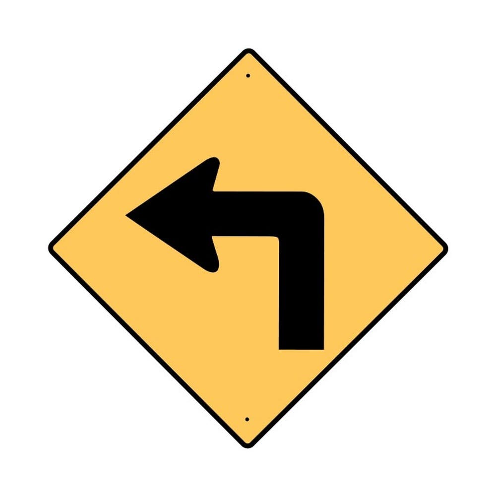 Sign Arrow Left Traffic 600 x 600mm Black/Yellow 90031905 846096