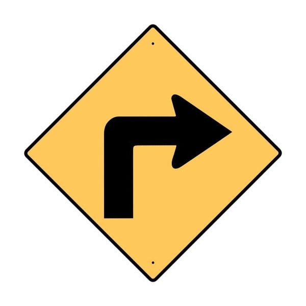 Sign Arrow Right Traffic 600 x 600mm Black/Yellow – ATOM