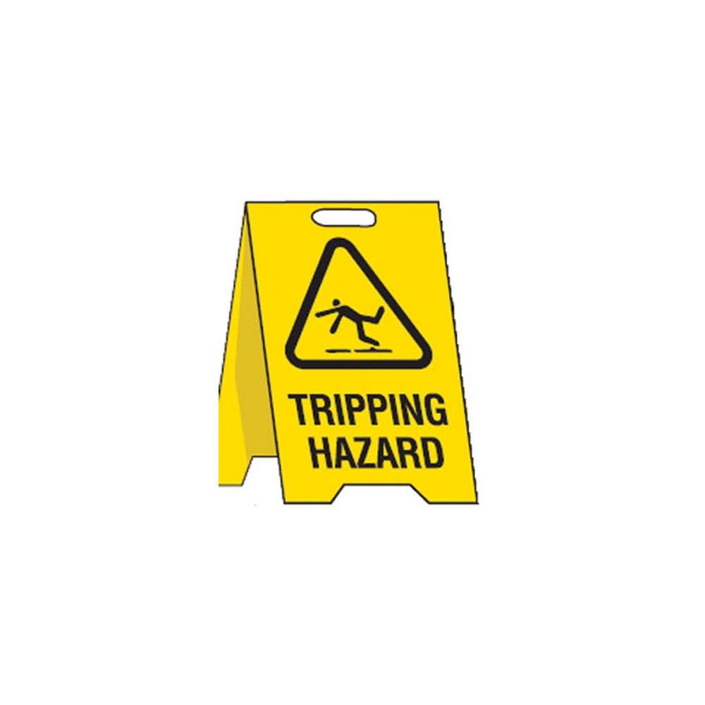 Sign TRIPPING HAZARD 300 x 500mm Floor Stand Yellow 90038381 839003