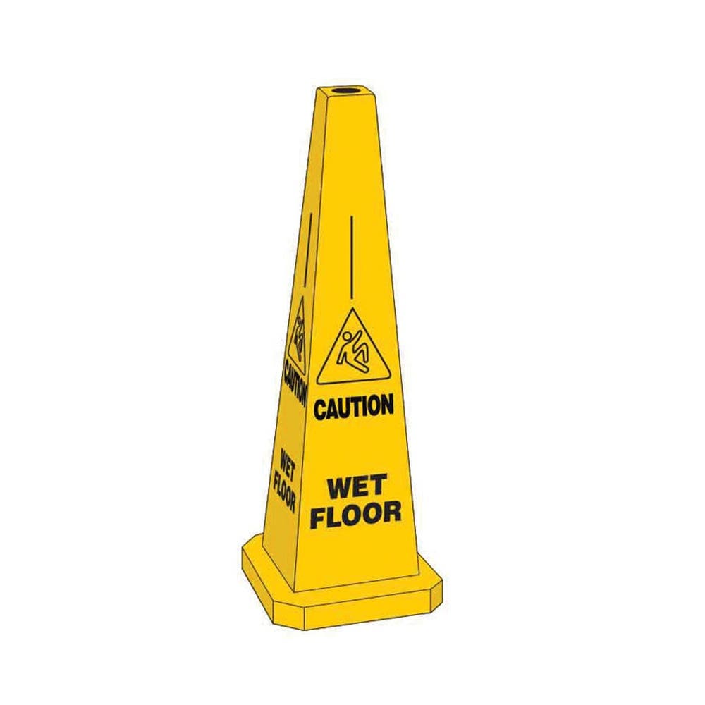 Sign WET FLOOR 630mm Cone Yellow Black 90038416 77200