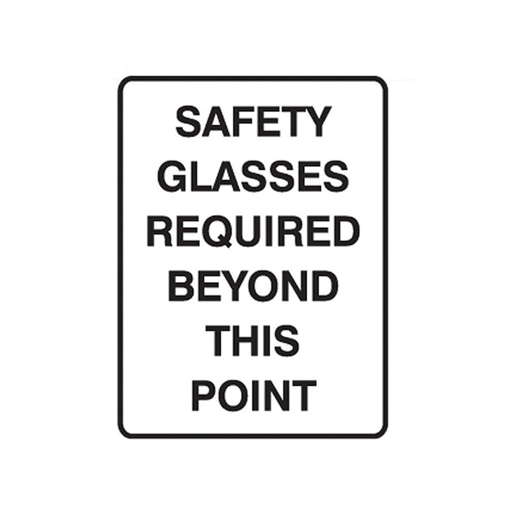 Sign SAFETY GLASSES REQUIRED BEYOND THIS POINT 250 x 180mm Self Adhesive 90038667 832917