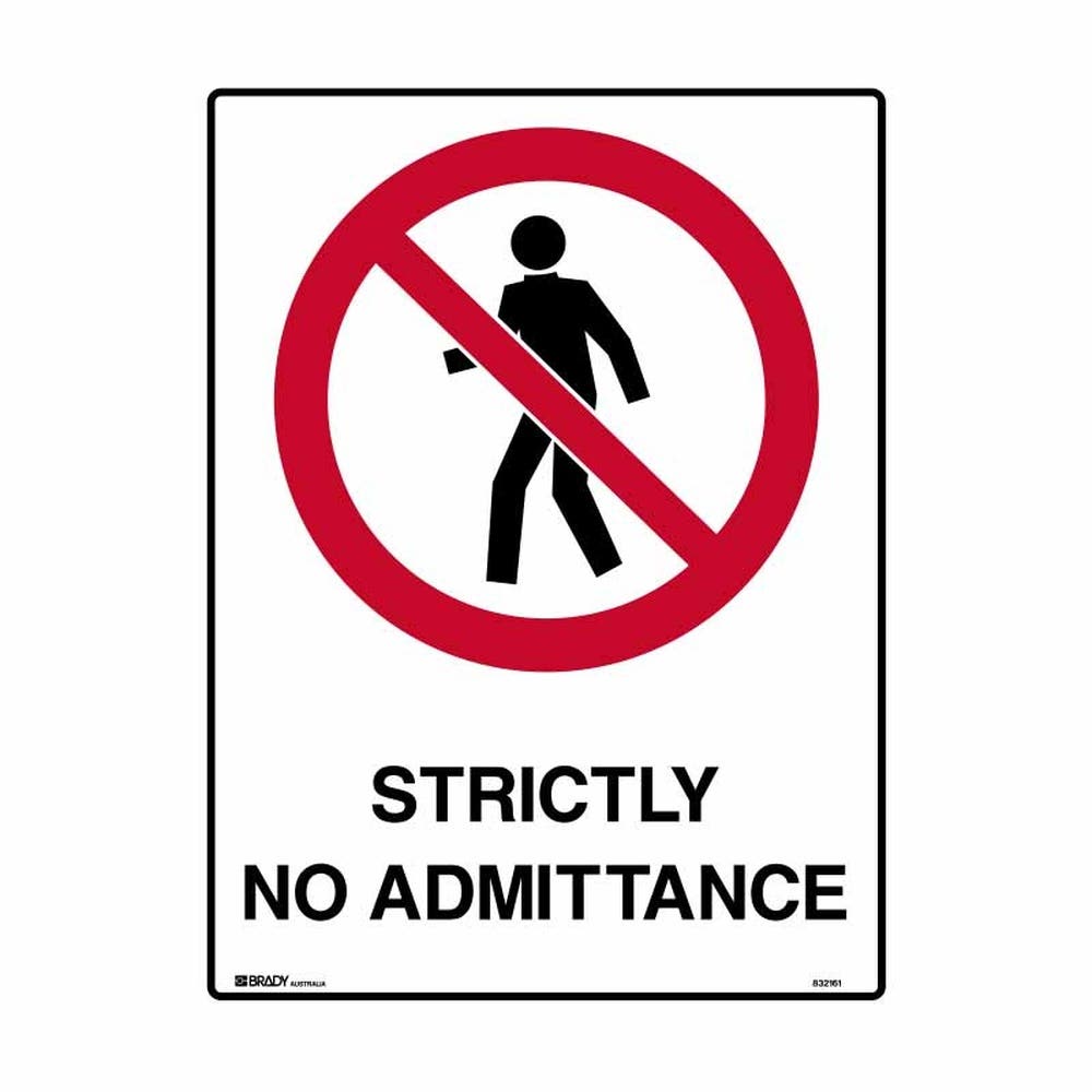 Sign STRICTLY NO ADMITTANCE 225 x 300mm Metal 90038743 840220