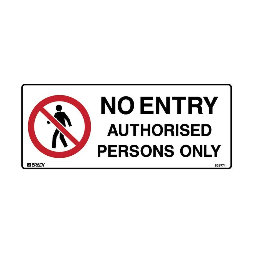 Sign NO ENTRY AUTHORISED PERSONNEL ONLY 300 x 125mm Stainless Steel 90038753 838774