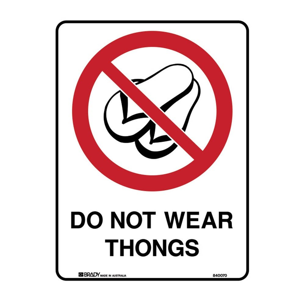 Sign DO NOT WEAR THONGS 225 x 300mm Metal 90038774 840070