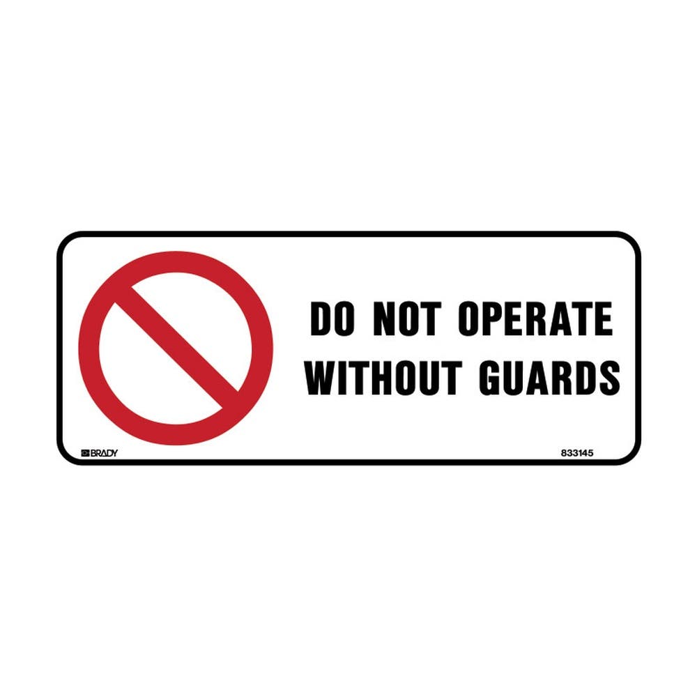 Sign DO NOT OPERATE WITHOUT GUARDS 450 x 180mm Poly 90038801 835232