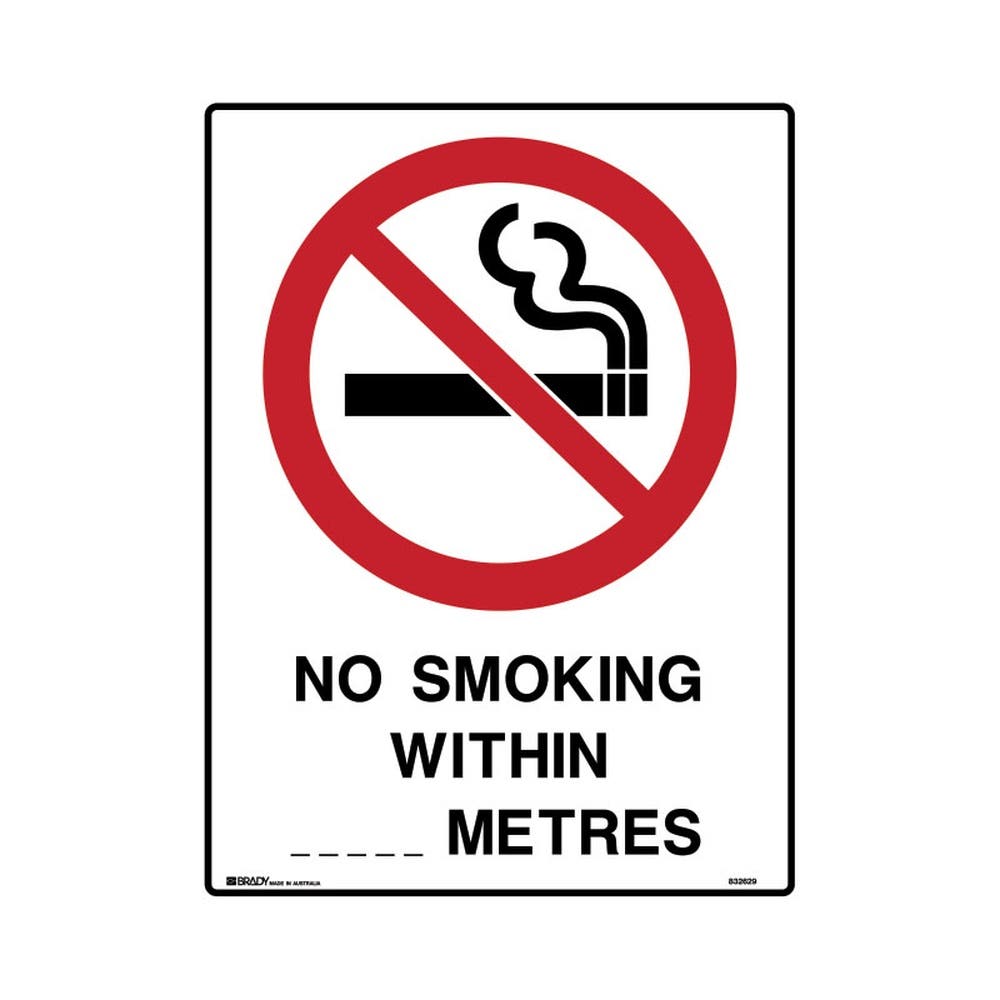 Sign NO SMOKING WITHIN   METRES 450 x 600mm Metal 90038909 832629