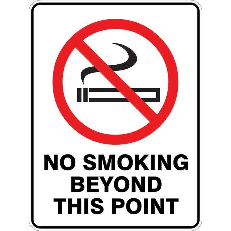 Sign NO SMOKING BEYOND THIS POINT 300 x 225mm Fluted 60036984 PNSBT3022F