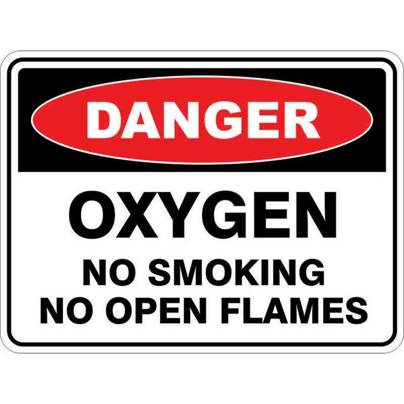 Sign DANGER OXYGEN NO SMOKING NO OPEN FLAMES 300 x 225mm Fluted 60035329 DOXY3022F