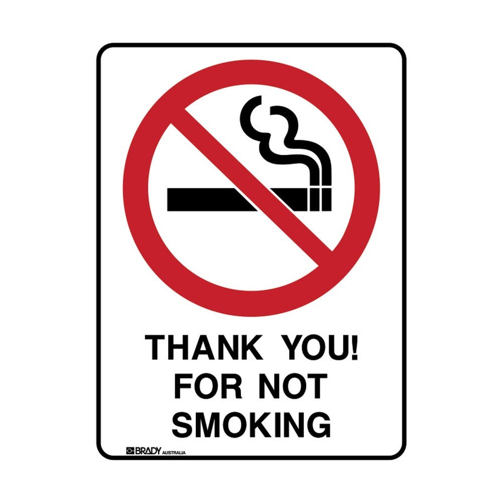 Sign THANK YOU FOR NOT SMOKING 225 x 300mm Poly 90038965 840657