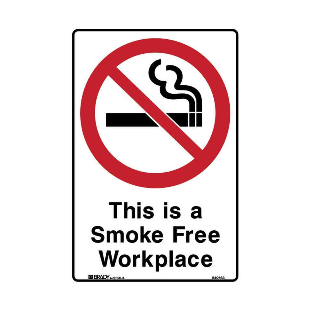 Sign THIS IS A SMOKE FREE WORKPLACE 300 x 450mm Poly 90038971 840662
