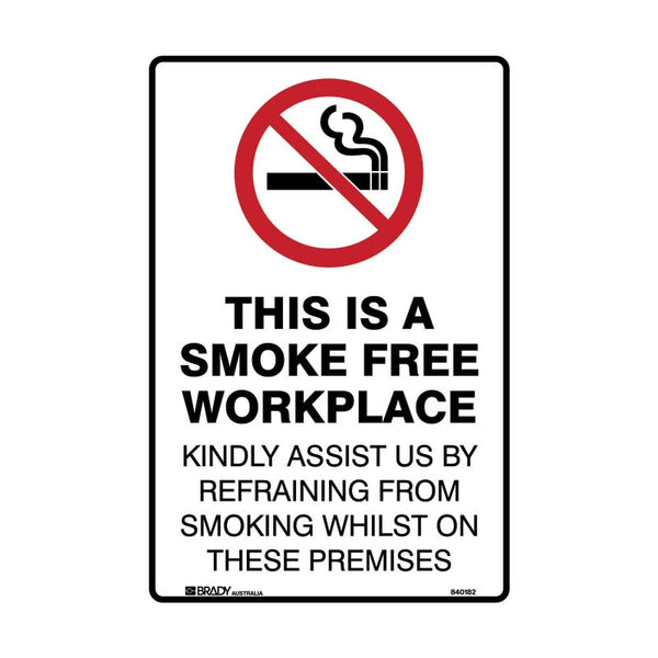 Sign THIS IS S SMOKE FREE WORKPLACE KINDLY ASSIST... 300 x 450mm Metal ...