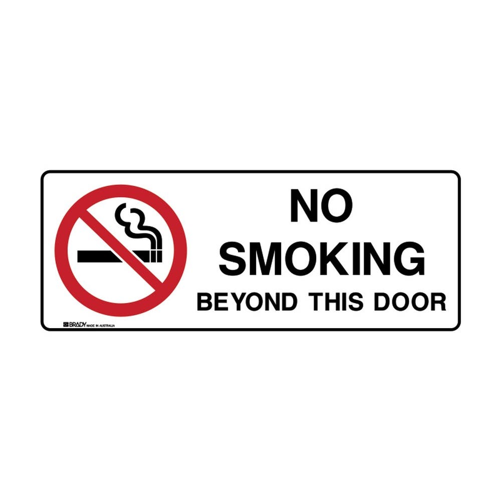 Sign NO SMOKING BEYOND THIS DOOR 450 x 180mm Metal 90038999 842584