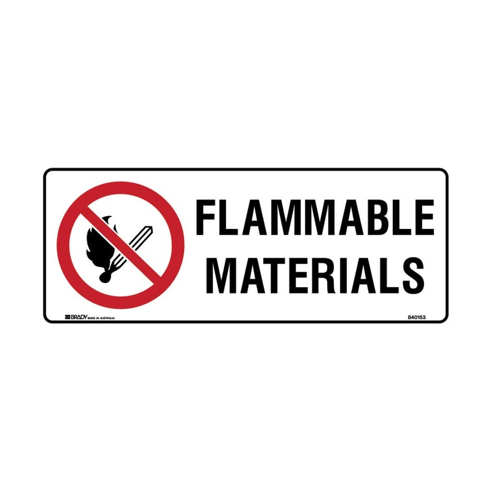 Sign FLAMMABLE MATERIALS 450 x 180mm Poly 90039006 840154