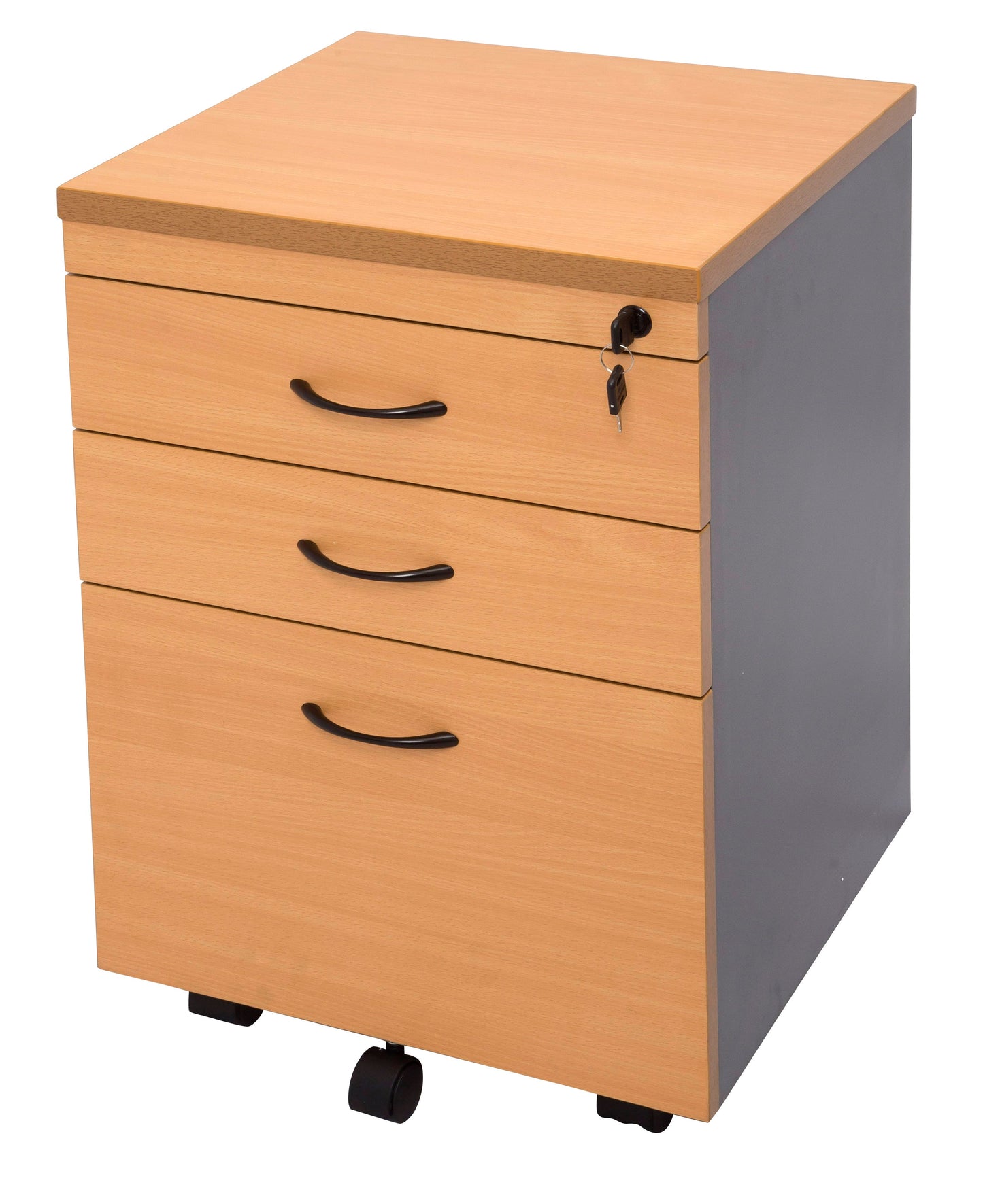 Rapid Mobile Pedestal 2 Drawer/1 File Lockable Beech/Ironstone 9005285 CMP2D1F B/I