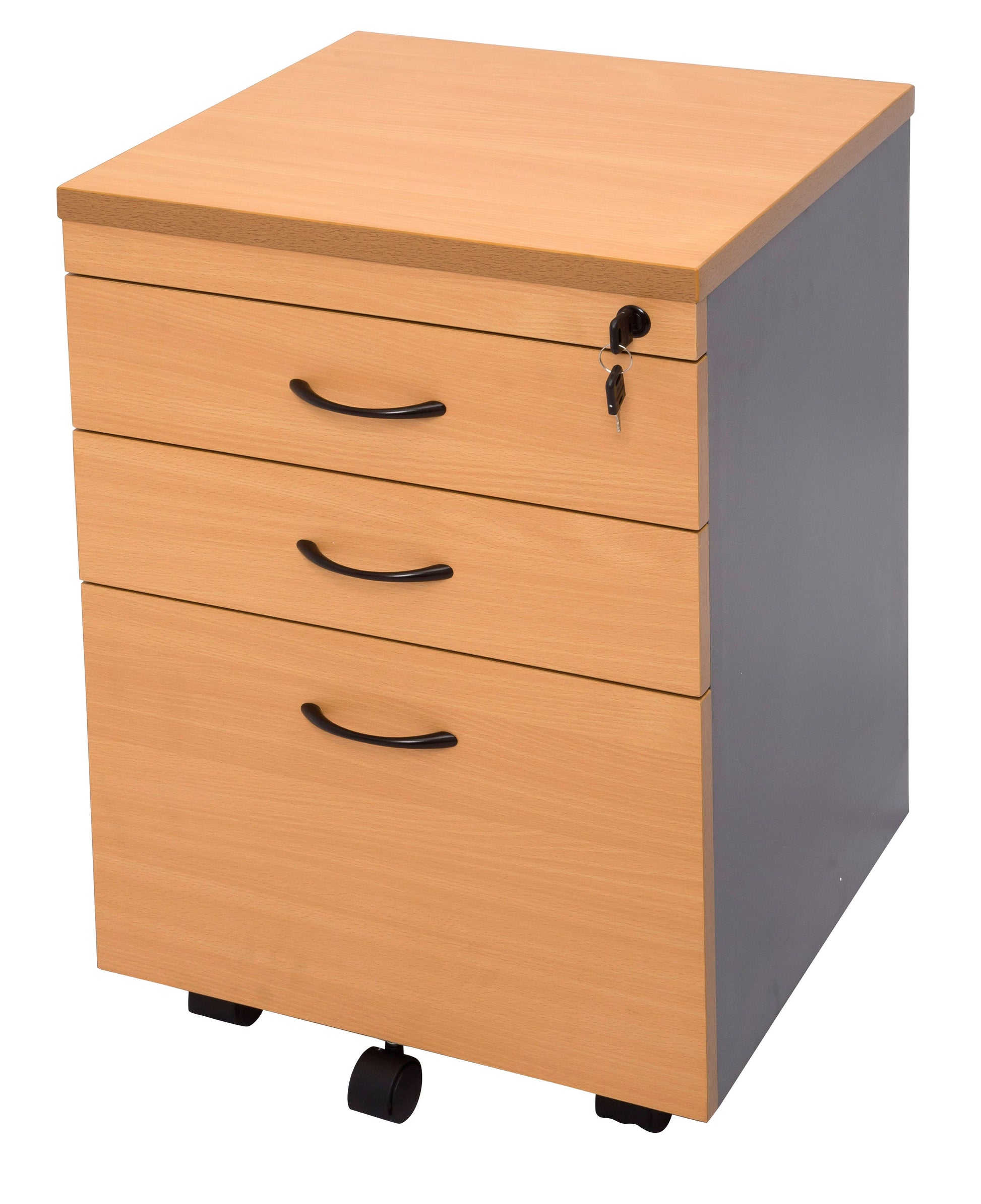 Rapid Mobile Pedestal 2 Drawer/1 File Lockable Beech/Ironstone 9005285 CMP2D1F B/I