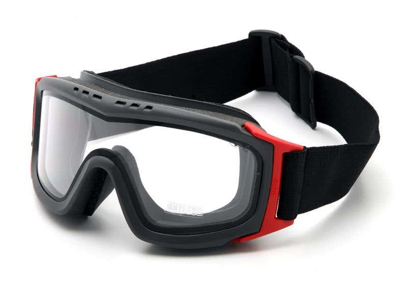 Goggles Clear Lens Grey Frame Red Hinge + High Density Face Foam Eyres 90080781 709F-WF-DBCL