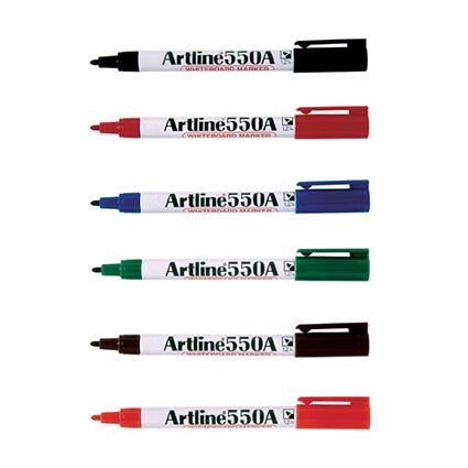 Artline 550A Whiteboard Marker Bullet Point 1.2mm Box 12 Assorted 9009775 155041A