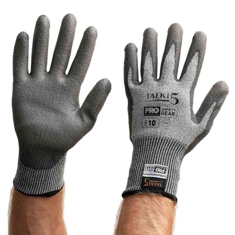 Gloves Cut Resistant PU Coated Palm Taeki 5 Size 10 90110230 T5PUD10
