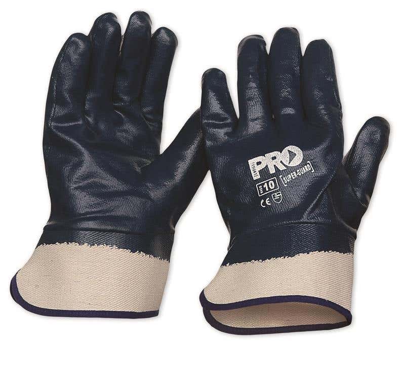 Gloves Nitrile Full Dipped Canvas Cuff SuperGuard Blue Size 11 ProChoice 185798 NBRFBSC11