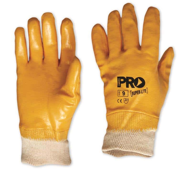 Gloves SuperLite Nitrile Full Dipped Knitted Wrist Orange Size 10 ProChoice_90118288_NBRFBY10