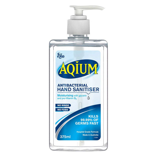 Hand Sanitiser Anti-Bacterial Gel Aqium 375ml Ego 90120190 11575