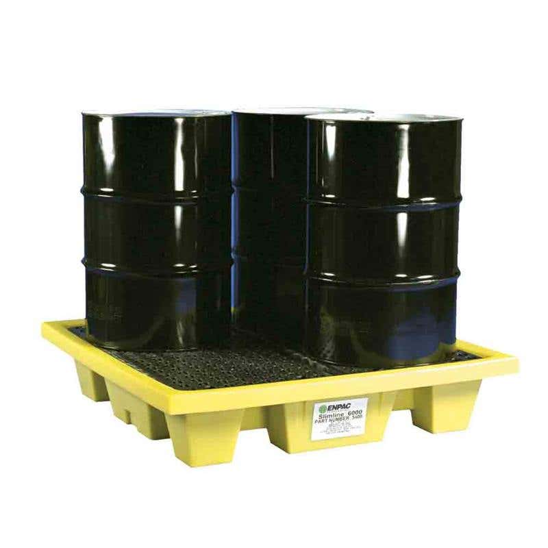 Bund 4 Drum Spill Pallet Poly Slimline 6000 90130016 5400-YE-D