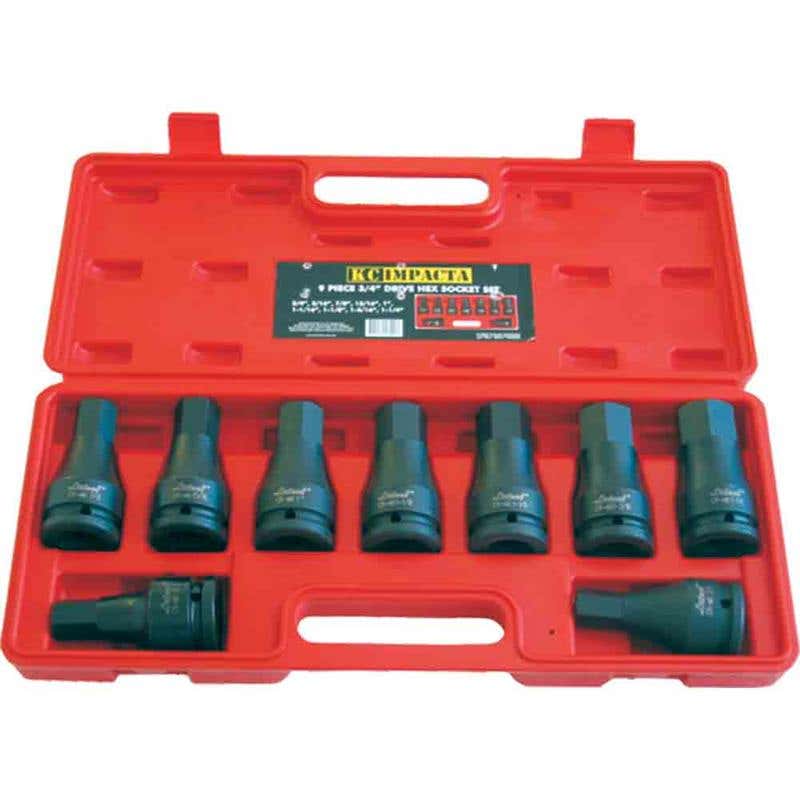 Socket Set Impact Inhex 3/4'' Dr 3/4'' - 1 1/4'' AF 9 Piece 90190002 116520