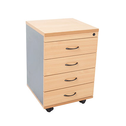Rapid Mobile Pedestal 4 Drawer Lockable Beech/Ironstone_9020359_CMP4D B/I